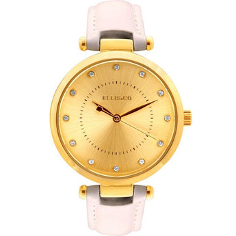 Ellis & Co Amelia Crystal Set White Leather Womens Watch