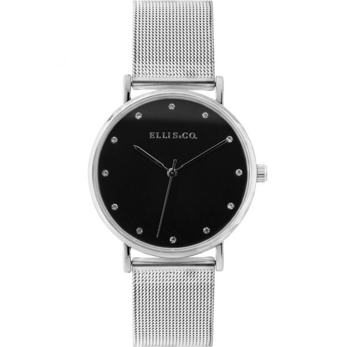 Ellis & Co 'Broadway' Mesh Bracelet Black Womens Watch