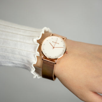 Ellis & Co 'Broadway' Rose Gold Tone Mesh Womens Watch