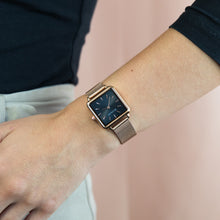 Load image into Gallery viewer, Ellis &amp; Co &#39;Alyssa&#39; Rose &amp; Charcoal Stainless Steel Mesh Bracelet Womens Watch