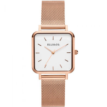 Ellis & Co 'Alyssa' Rose Stainless Steel Mesh Bracelet Womens Watch