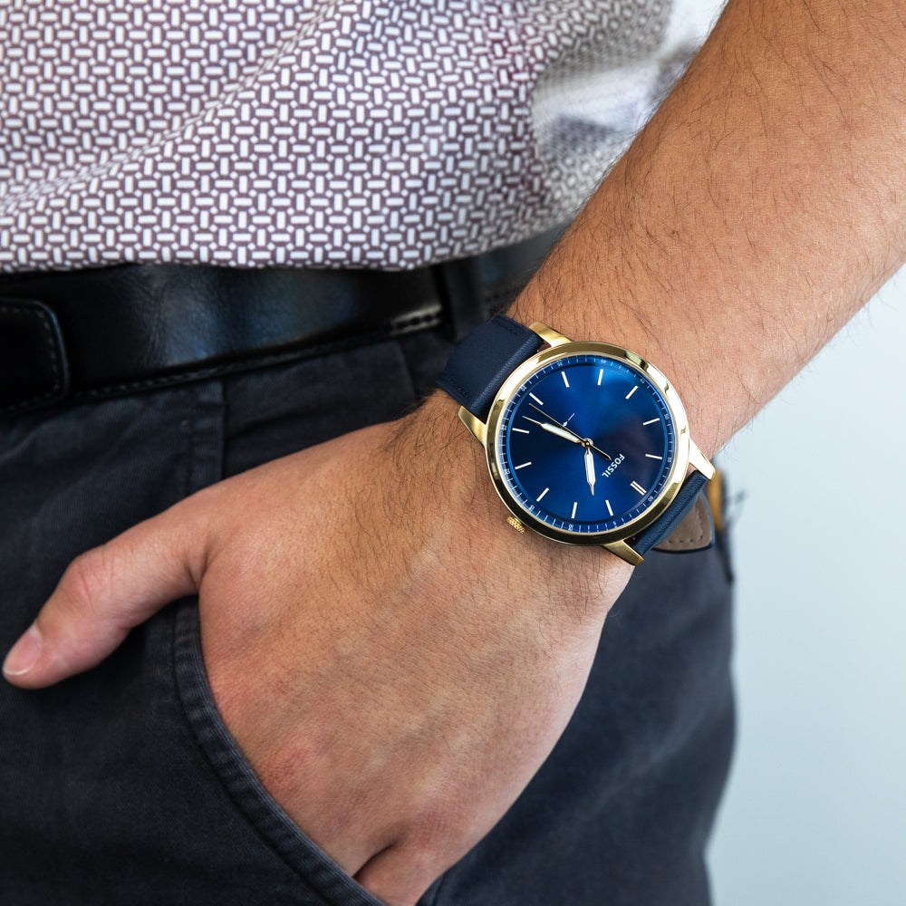 Fossil The Minimalist FS5789 Navy Blue Mens Watch Grahams Jewellers