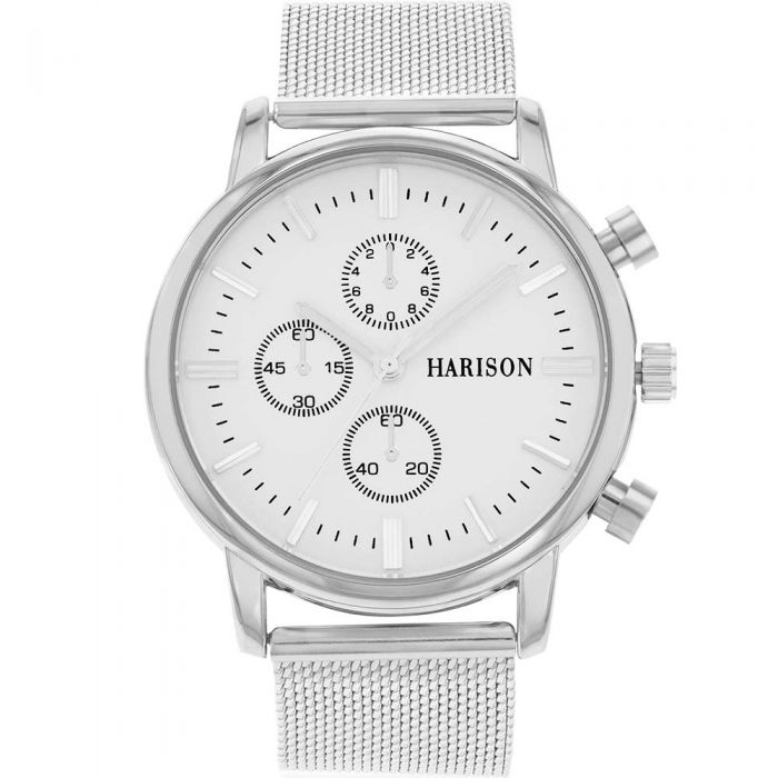 Harison Silver Tone Mesh Mens Watch   *Imitation Sub Dials*