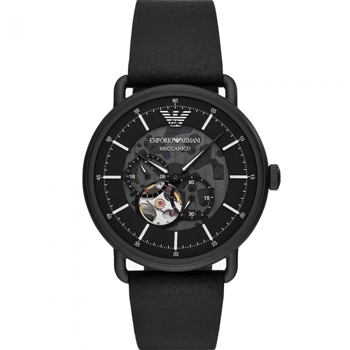 Emporio Armani AR60028 Black Skeleton Automatic Mens Watch