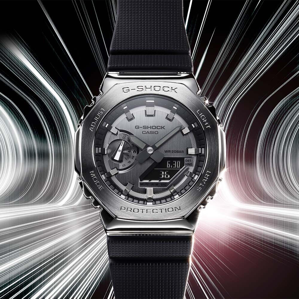 G-Shock GM2100-1A Metal Covered Stainless Steel 'CasiOak'