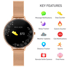Load image into Gallery viewer, Reflex Active Series 3 RA03-4042 Crystal Rose Gold Mesh Smart Watch