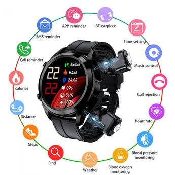 Active Pro Smart Watch with Built-in Bluetooth Earbuds