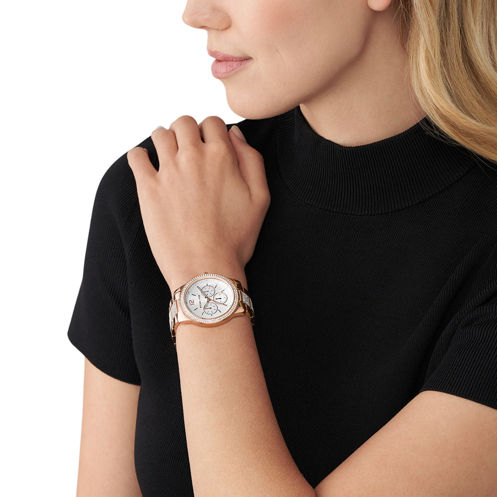 Michael Kors Womens Sofie Rose GoldTone Stainless Steel and Blush Acetate  Bracelet Watch 36mm  Macys
