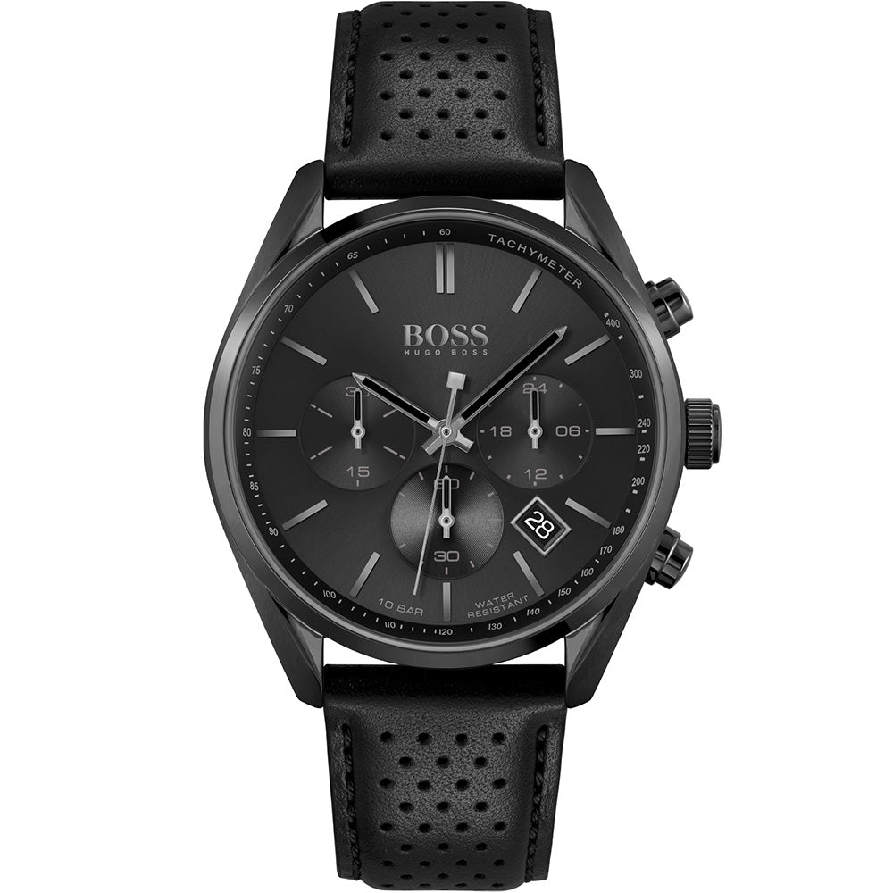 Hugo Boss 1513880 Champion Black Leather Mens Watch