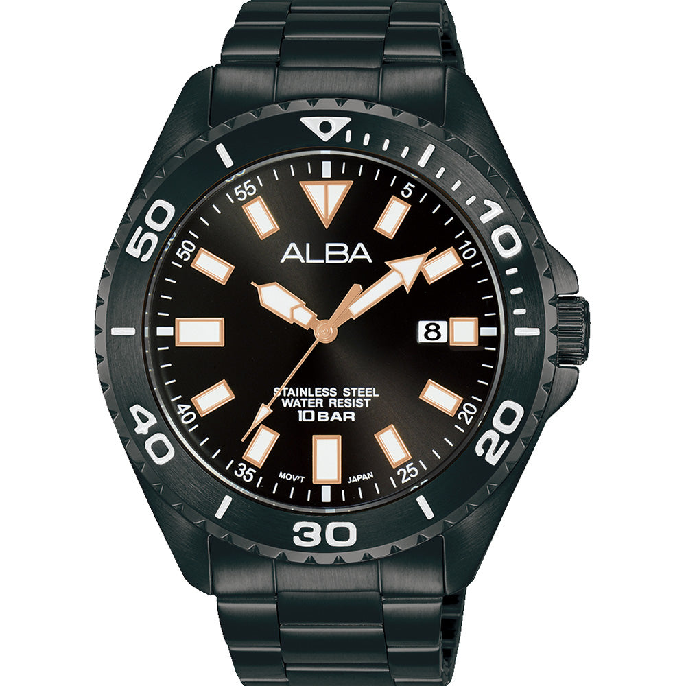 Alba AS9Q37X Active Black Stainless Steel Mens Watch