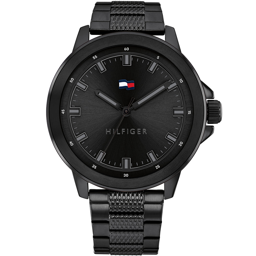 Tommy hilfiger black sales stainless steel watch