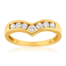 Load image into Gallery viewer, 9ct Yellow Gold Wishbone Cubic Zirconia Ring