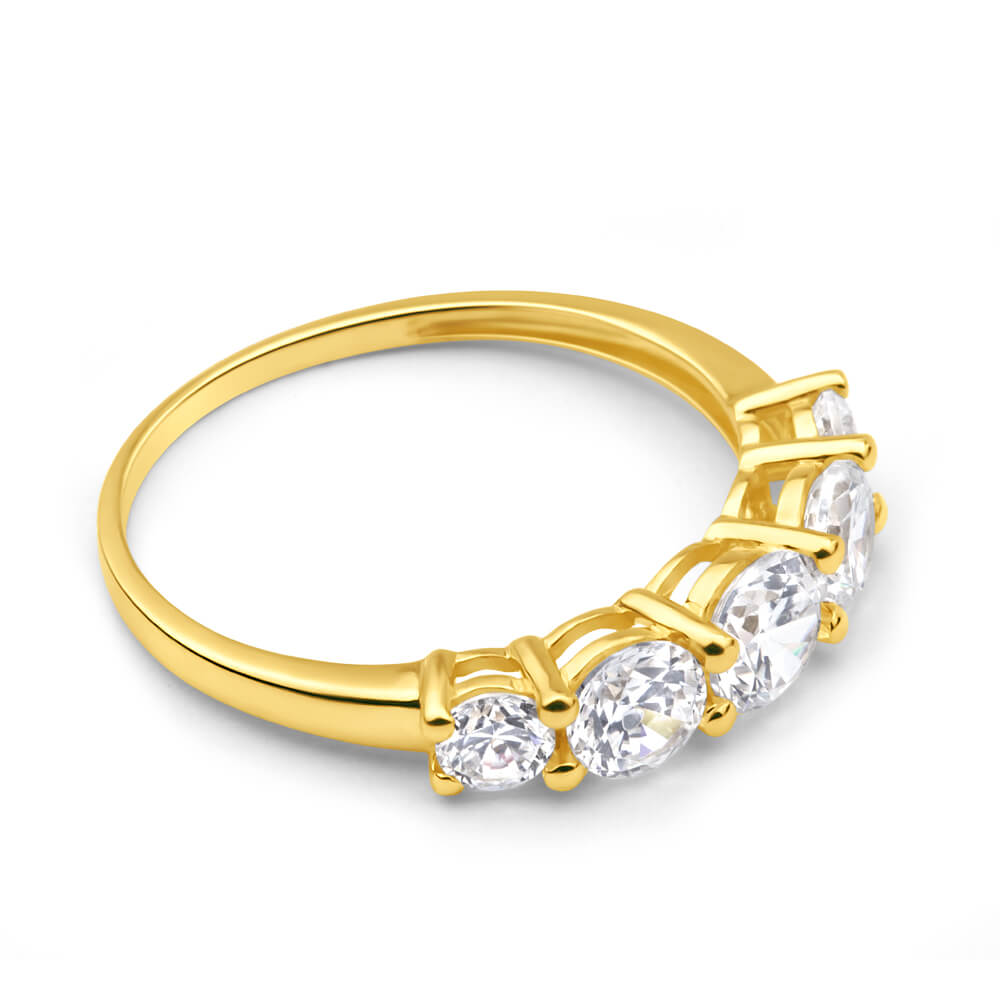 9ct Yellow Gold Cubic Zirconia 5 Stone Graduated Ring