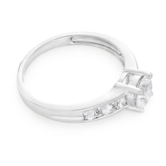 9ct White Gold Cubic Zirconia 6mm Solitaire Fancy Ring