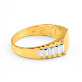 9ct Yellow and White Gold Cubic Zirconia Grooved Ring