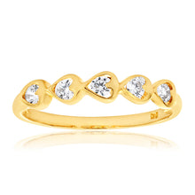 Load image into Gallery viewer, 9ct Yellow Gold Cubic Zirconia Heart Ring