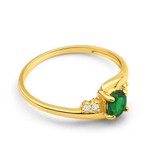 Load image into Gallery viewer, 9ct Yellow Gold Created Emerald + Cubic Zirconia Ring