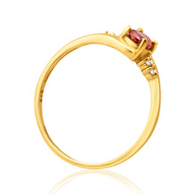 Load image into Gallery viewer, 9ct Yellow Gold Cubic Zirconia + Garnet Ring