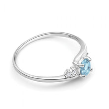 Load image into Gallery viewer, 9ct White Gold Oval Cut Blue Topaz + Cubic Zirconia Ring