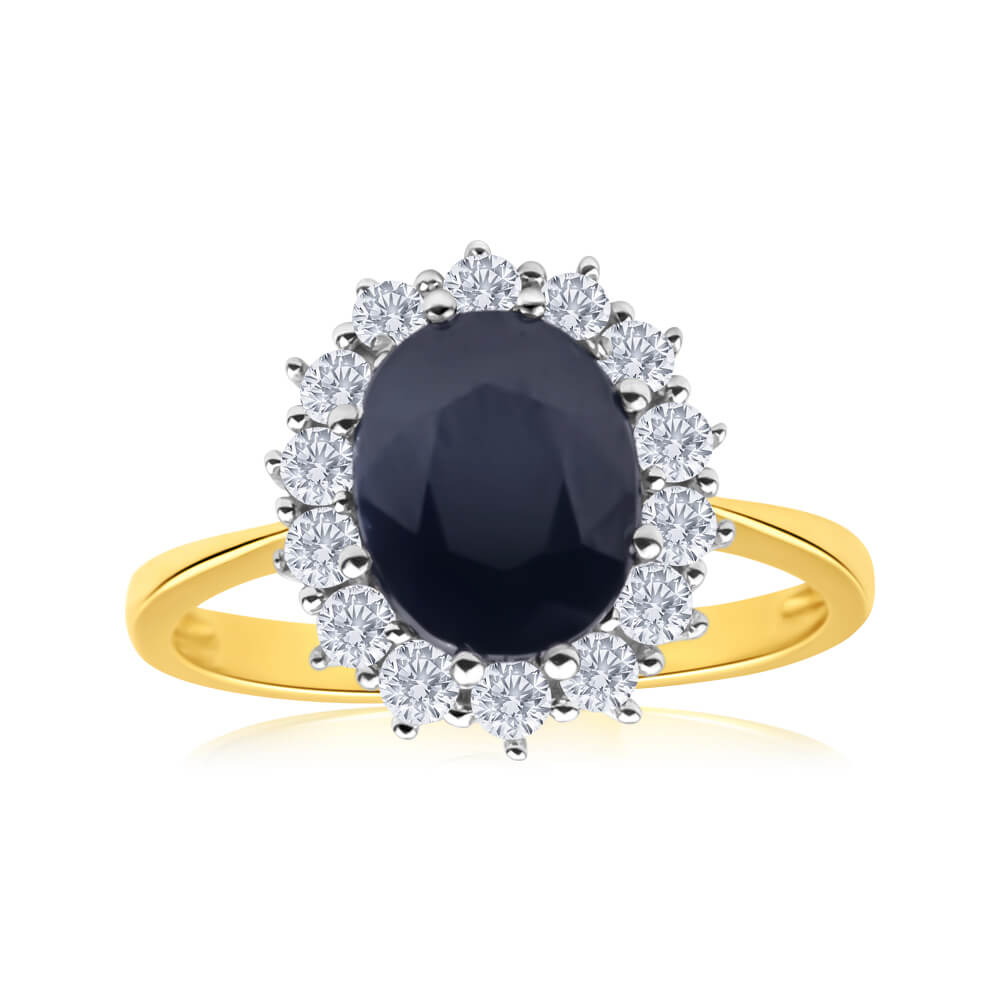 9ct yellow gold natural sapphire ring