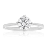 9ct White Gold Zirconia Rounded Ring
