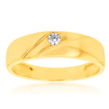 Cubic Zirconia Gents Ring in 9ct Yellow Gold