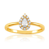 9ct Yellow Gold Pear Shaped Cubic Zirconia Halo Ring