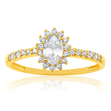 Load image into Gallery viewer, 9ct Yellow Gold Zirconia Cluster Ring