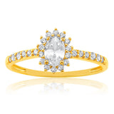 9ct Yellow Gold Zirconia Cluster Ring