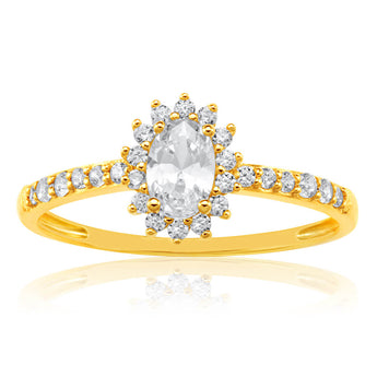 9ct Yellow Gold Zirconia Cluster Ring
