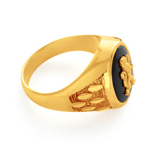Load image into Gallery viewer, 9ct Dazzling Yellow Gold Onyx Ring
