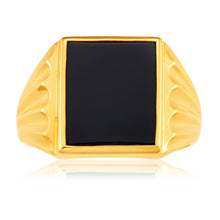 Load image into Gallery viewer, 9ct Yellow Gold Onyx 14x12mm Gents Ring