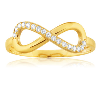 Cubic Zirconia Infinity Ring in 9ct Yellow Gold