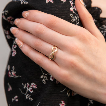 Cubic Zirconia Infinity Ring in 9ct Yellow Gold