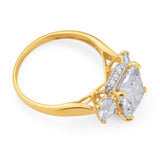 9ct Yellow Gold Cubic Zirconia Emerald Shape Trilogy Ring