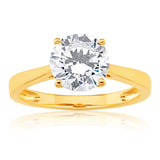 Cubic Zirconia Brilliant Cut Solitaire Ring in 9ct Yellow Gold