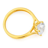 Cubic Zirconia Brilliant Cut Solitaire Ring in 9ct Yellow Gold