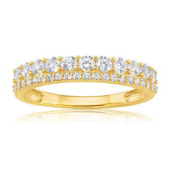 9ct Yellow Gold Zirconia Eternity Straight Ring