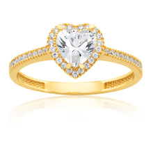 Load image into Gallery viewer, 9ct Yellow Gold Zirconia Heart Ring