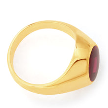 Load image into Gallery viewer, 9ct Yellow Gold Created Ruby Gents Ring