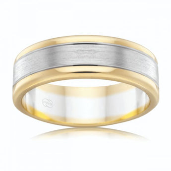 9ct Two Tone Gold 8mm Ring
