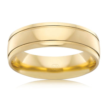 9ct Yellow Gold 6mm Half Round Ring Size U