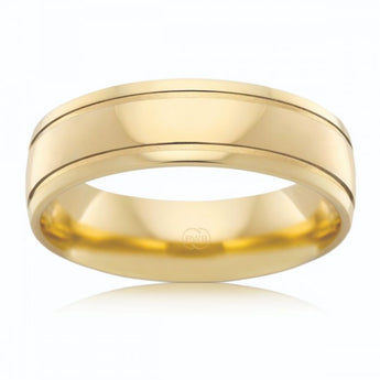 9ct Yellow Gold 6mm Half Round Ring Size U