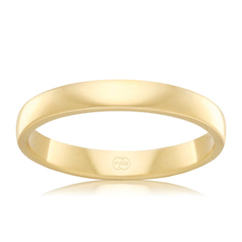 9ct Yellow Gold 3mm Classic Barrel Ring Size P