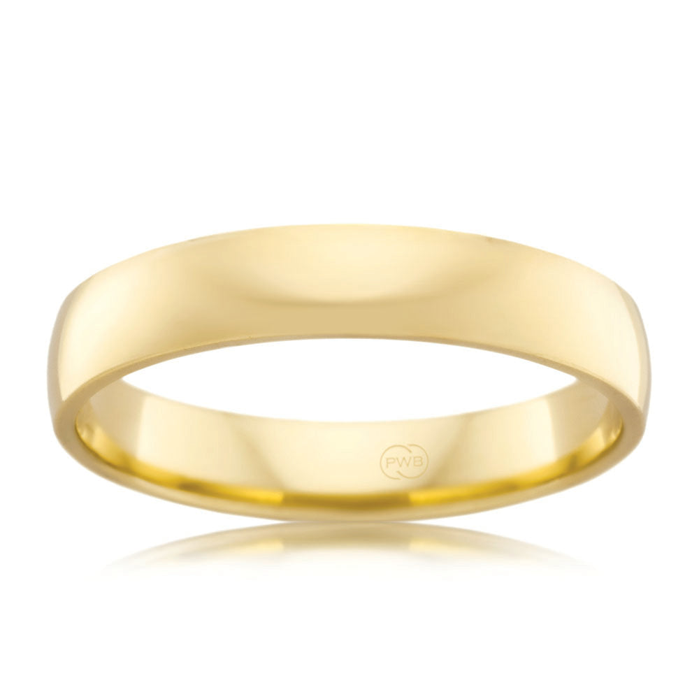 9ct Yellow Gold 4mm Crescent Ring. Size K
