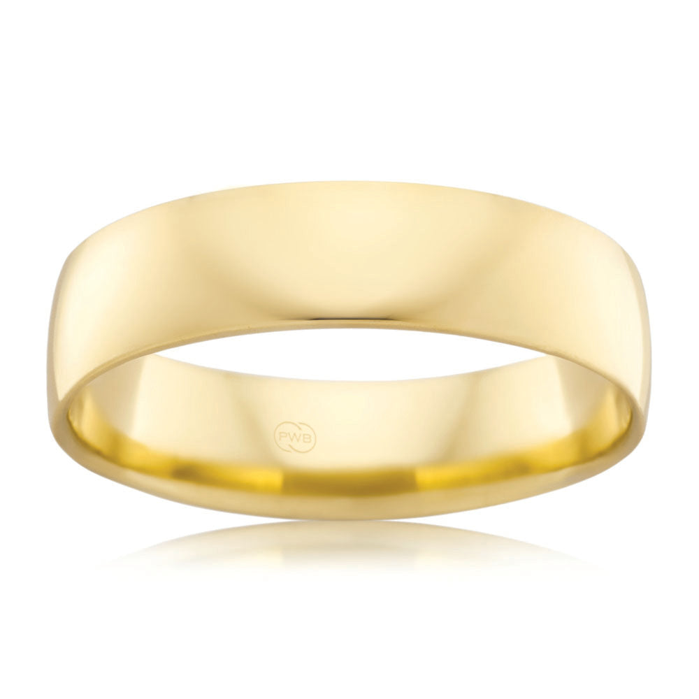 9ct Yellow Gold 6mm Crescent Ring. Size W