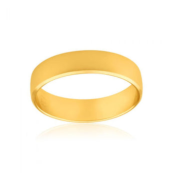 9ct Yellow Gold 5mm Half Round Bevelled Ring. Sizes S/P