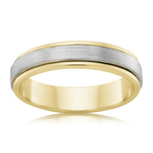 Load image into Gallery viewer, 9ct Yellow Gold and Titanium 6.5mm Matt Finish Ring. All Sizes