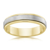 9ct Yellow Gold and Titanium 6.5mm Matt Finish Ring. All Sizes