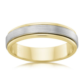 9ct Yellow Gold and Titanium 6.5mm Matt Finish Ring. All Sizes